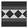 Stonehouse Studio Buxton Charcoal Border Geometric Patterned Wall and Floor Tiles - 225 x 225mm