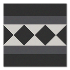 Stonehouse Studio Buxton Charcoal Border Geometric Patterned Wall and Floor Tiles - 225 x 225mm