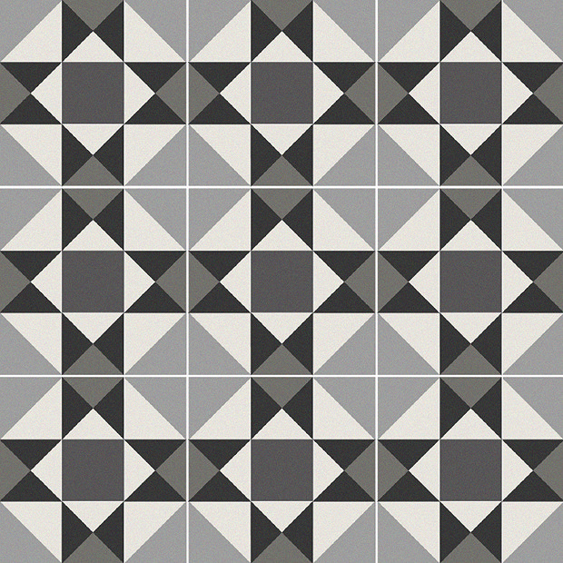 Stonehouse Studio Buxton Charcoal Patterned Wall and Floor Tiles - 225 x 225mm