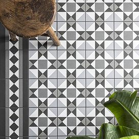 Stonehouse Studio Buxton Charcoal Geometric Patterned Wall and Floor Tiles - 225 x 225mm