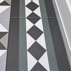 Stonehouse Studio Buxton Emerald Border Geometric Patterned Wall and Floor Tiles - 225 x 225mm