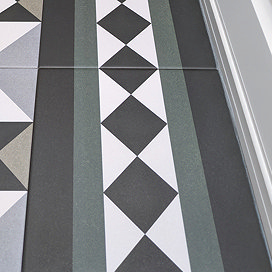 Stonehouse Studio Buxton Emerald Border Geometric Patterned Wall and Floor Tiles - 225 x 225mm