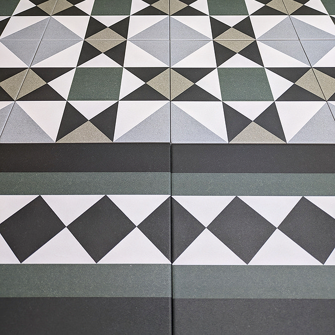 Stonehouse Studio Buxton Emerald Geometric Patterned Wall and Floor Tiles - 225 x 225mm