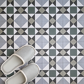 Stonehouse Studio Buxton Emerald Geometric Patterned Wall and Floor Tiles - 225 x 225mm