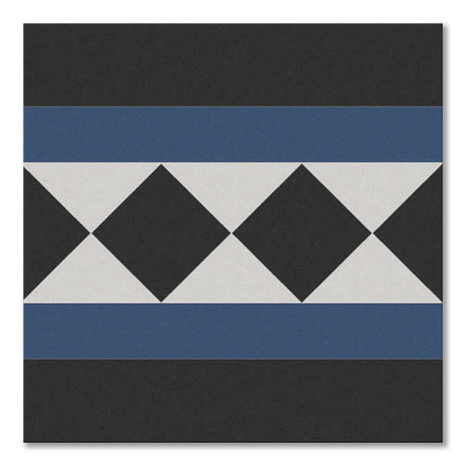 Stonehouse Studio Buxton Navy Border Geometric Patterned Wall and Floor Tiles - 225 x 225mm