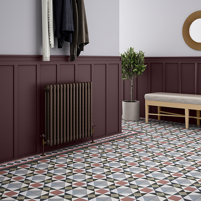 Stonehouse Studio Buxton Pink Border Geometric Patterned Wall and Floor Tiles - 225 x 225mm
