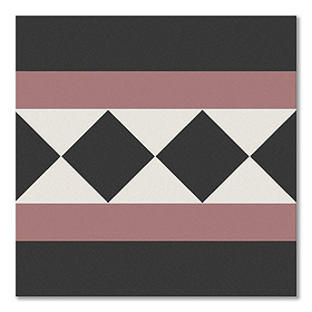 Stonehouse Studio Buxton Pink Border Geometric Patterned Wall and Floor Tiles - 225 x 225mm