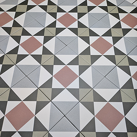 Stonehouse Studio Buxton Pink Geometric Patterned Wall and Floor Tiles - 225 x 225mm