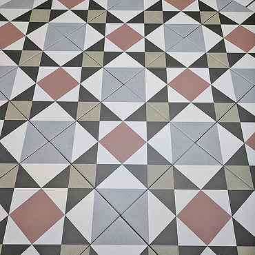 Stonehouse Studio Buxton Pink Geometric Patterned Wall and Floor Tiles - 225 x 225mm