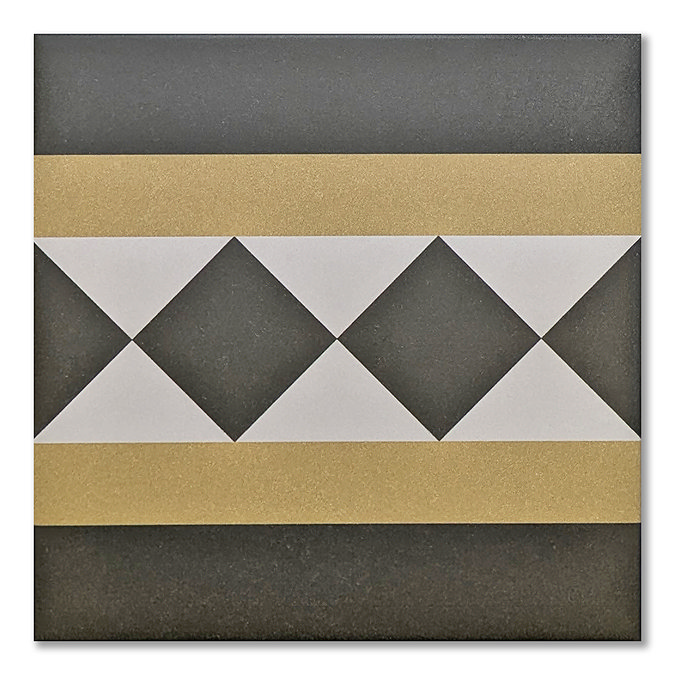 Stonehouse Studio Buxton Saffron Border Geometric Patterned Wall and Floor Tiles - 225 x 225mm