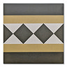 Stonehouse Studio Buxton Saffron Border Geometric Patterned Wall and Floor Tiles - 225 x 225mm
