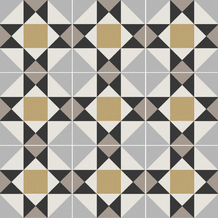 Stonehouse Studio Buxton Saffron Geometric Patterned Wall and Floor Tiles - 225 x 225mm