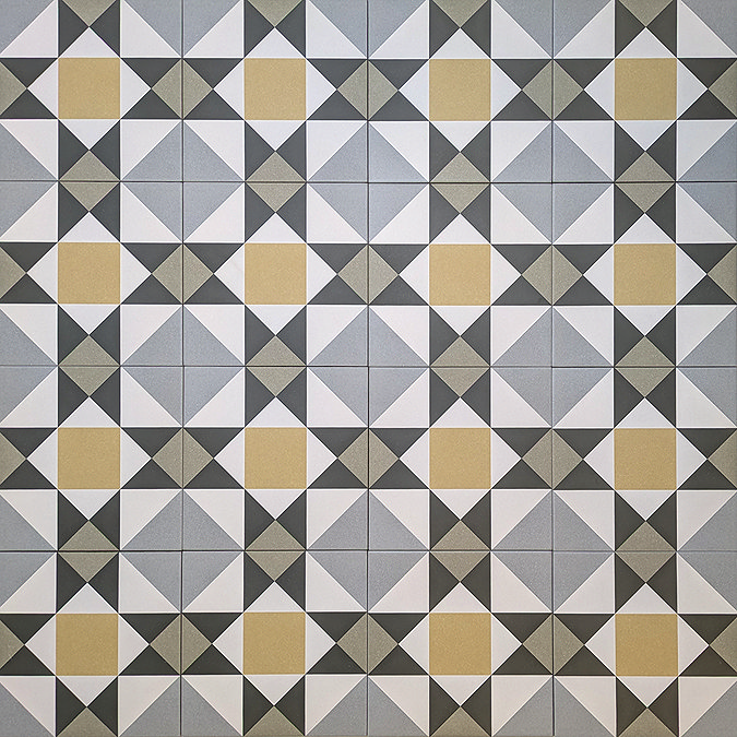Stonehouse Studio Buxton Saffron Geometric Patterned Wall and Floor Tiles - 225 x 225mm