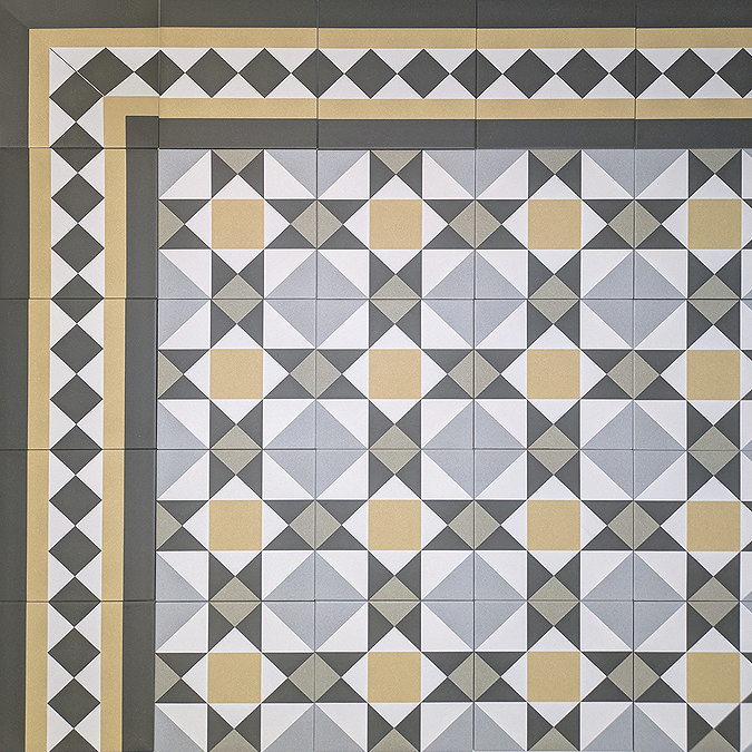 Stonehouse Studio Buxton Saffron Geometric Patterned Wall and Floor Tiles - 225 x 225mm