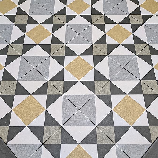 Stonehouse Studio Buxton Saffron Geometric Patterned Wall and Floor Tiles - 225 x 225mm