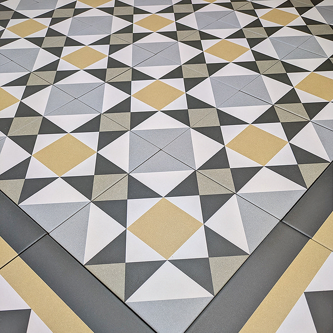 Stonehouse Studio Buxton Saffron Geometric Patterned Wall and Floor Tiles - 225 x 225mm