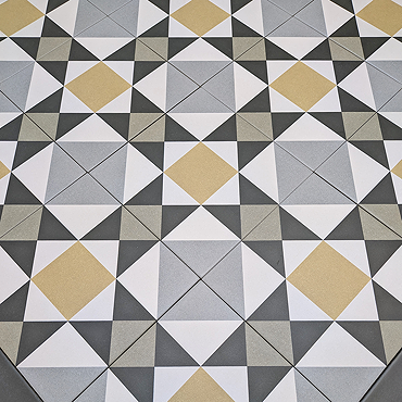 Stonehouse Studio Buxton Saffron Geometric Patterned Wall and Floor Tiles - 225 x 225mm