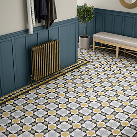 Stonehouse Studio Buxton Saffron Geometric Patterned Wall and Floor Tiles - 225 x 225mm