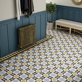 Stonehouse Studio Buxton Saffron Geometric Patterned Wall and Floor Tiles - 225 x 225mm