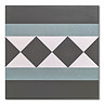 Stonehouse Studio Buxton Teal Border Geometric Patterned Wall and Floor Tiles - 225 x 225mm
