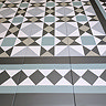 Stonehouse Studio Buxton Teal Border Geometric Patterned Wall and Floor Tiles - 225 x 225mm