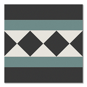 Stonehouse Studio Buxton Teal Border Geometric Patterned Wall and Floor Tiles - 225 x 225mm