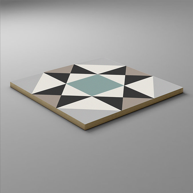 Stonehouse Studio Buxton Teal Geometric Patterned Wall and Floor Tiles - 225 x 225mm