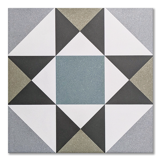 Stonehouse Studio Buxton Teal Geometric Patterned Wall and Floor Tiles - 225 x 225mm
