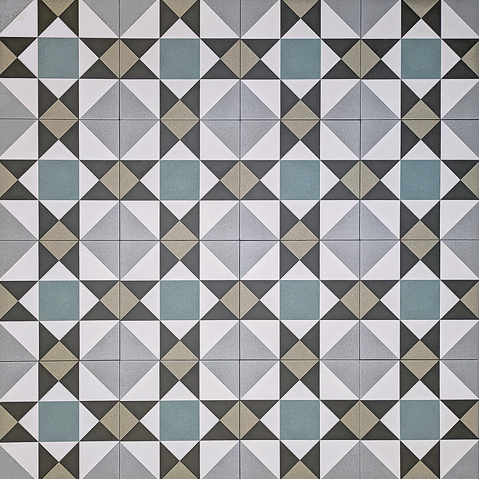 Stonehouse Studio Buxton Teal Geometric Patterned Wall and Floor Tiles - 225 x 225mm