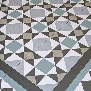 Stonehouse Studio Buxton Teal Geometric Patterned Wall and Floor Tiles - 225 x 225mm