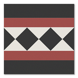 Stonehouse Studio Buxton Terracotta Border Geometric Patterned Wall and Floor Tiles - 225 x 225mm