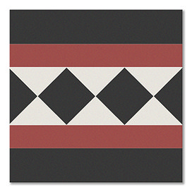 Stonehouse Studio Buxton Terracotta Border Geometric Patterned Wall and Floor Tiles - 225 x 225mm