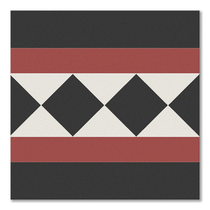 Stonehouse Studio Buxton Terracotta Border Geometric Patterned Wall and Floor Tiles - 225 x 225mm