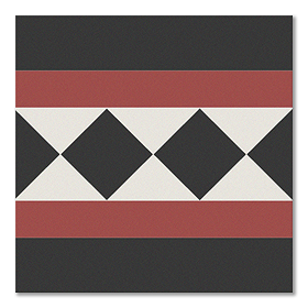 Stonehouse Studio Buxton Terracotta Border Geometric Patterned Wall and Floor Tiles - 225 x 225mm