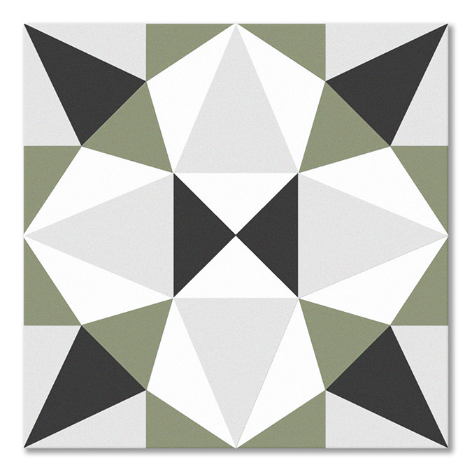 Stonehouse Studio Cabana Moss Geometric Patterned Wall and Floor Tiles - 225 x 225mm