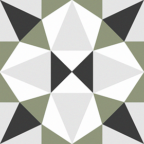 Stonehouse Studio Cabana Moss Geometric Patterned Wall and Floor Tiles - 225 x 225mm