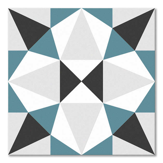 Stonehouse Studio Cabana Teal Geometric Patterned Wall and Floor Tiles - 225 x 225mm