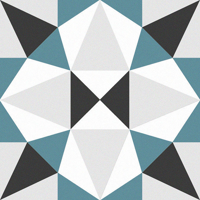 Stonehouse Studio Cabana Teal Geometric Patterned Wall and Floor Tiles - 225 x 225mm
