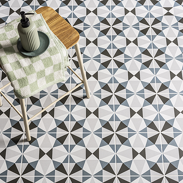 Stonehouse Studio Cabana Teal Geometric Patterned Wall and Floor Tiles - 225 x 225mm