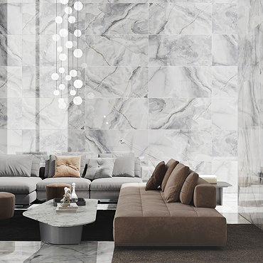 Cardea Grey Marble Effect Large Format Wall and Floor Tiles - 600 x 1200mm  Profile Large Image
