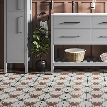 Stonehouse Studio Celeste Brick Red Encaustic Effect Tiles