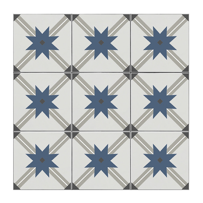 Stonehouse Studio Celeste Prussian Blue Encaustic Effect Tiles