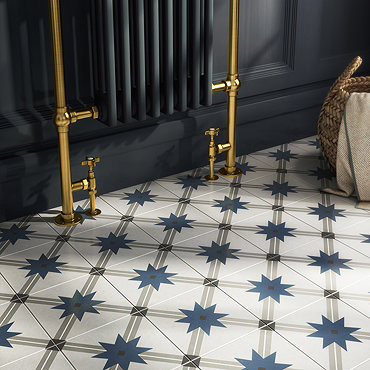 Stonehouse Studio Celeste Prussian Blue Encaustic Effect Tiles