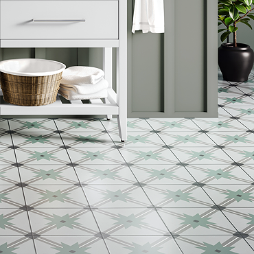 Stonehouse Studio Celeste Sage Encaustic Effect Tiles