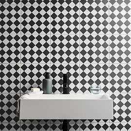 Stonehouse Studio Chequers Black Patterned Wall and Floor Tiles - 225 x 225mm