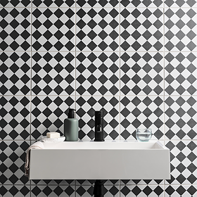 Stonehouse Studio Chequers Black Patterned Wall and Floor Tiles - 225 x 225mm