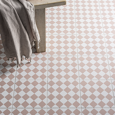 Stonehouse Studio Chequers Blush Patterned Wall and Floor Tiles - 225 x 225mm