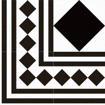 Stonehouse Studio Chequers Corner Border Black & White Wall and Floor Tiles - 225 x 225mm