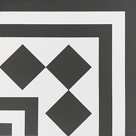 Stonehouse Studio Chequers Corner Border Black & White Wall and Floor Tiles - 225 x 225mm