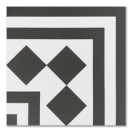Stonehouse Studio Chequers Corner Border Black & White Wall and Floor Tiles - 225 x 225mm